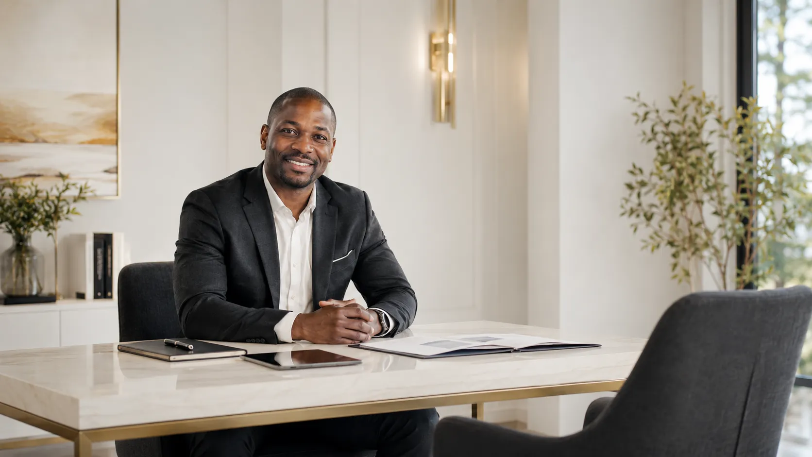 South African financial adviser ready to welcome a client for a consultation