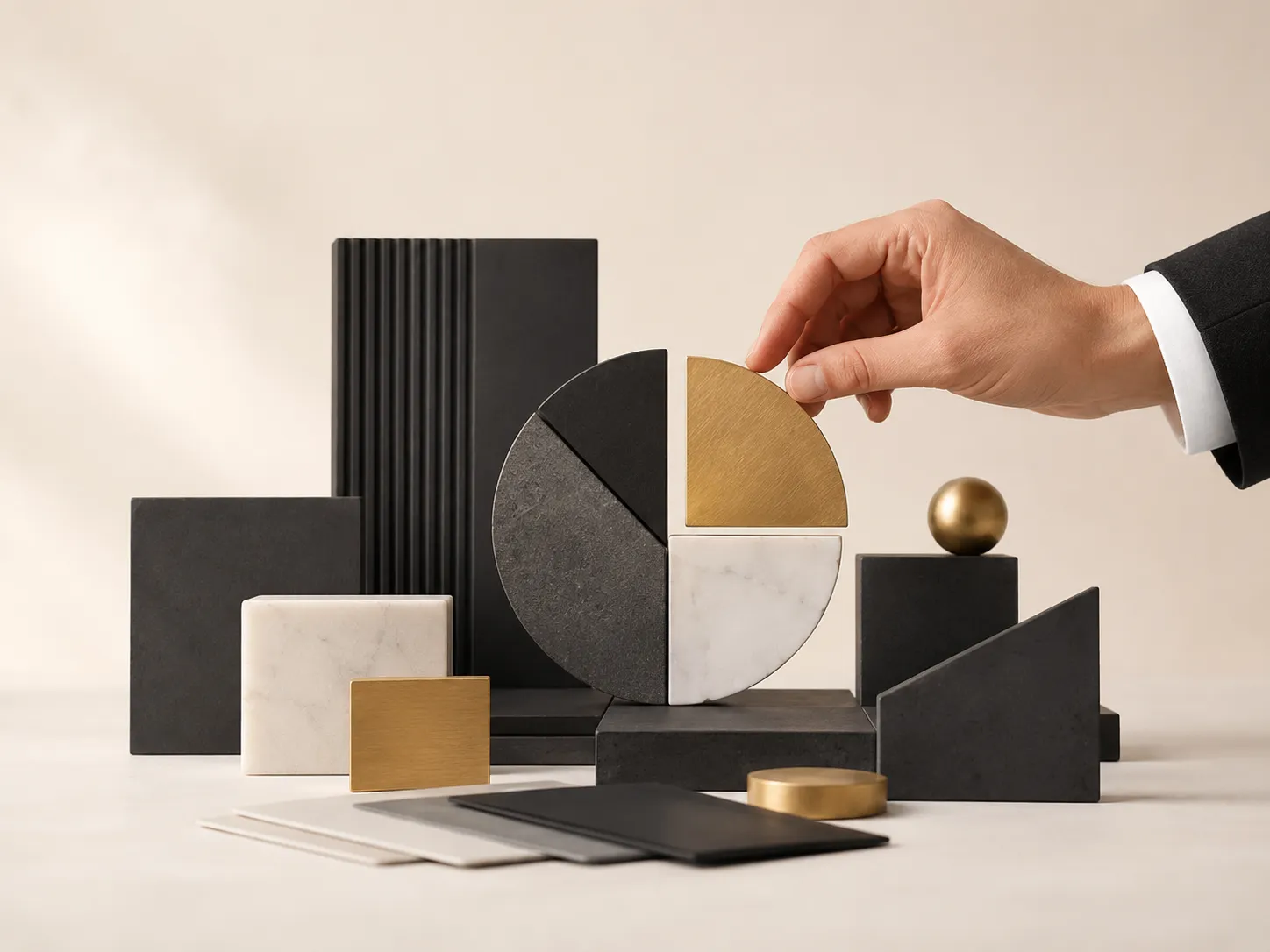 Investment portfolio components being carefully rebalanced